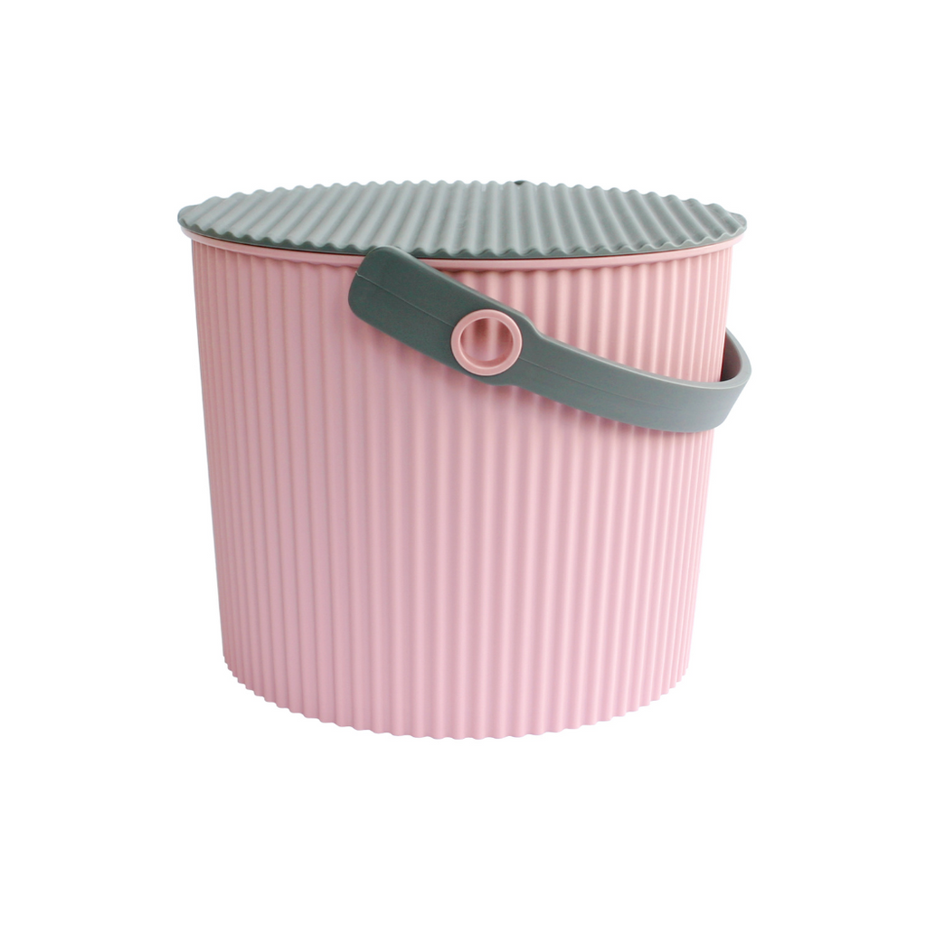 Japansk spand i rosa og grå 8 liter set forfra