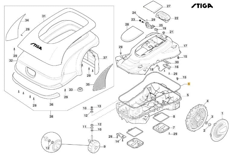 Stiga chassis pakning Stor model